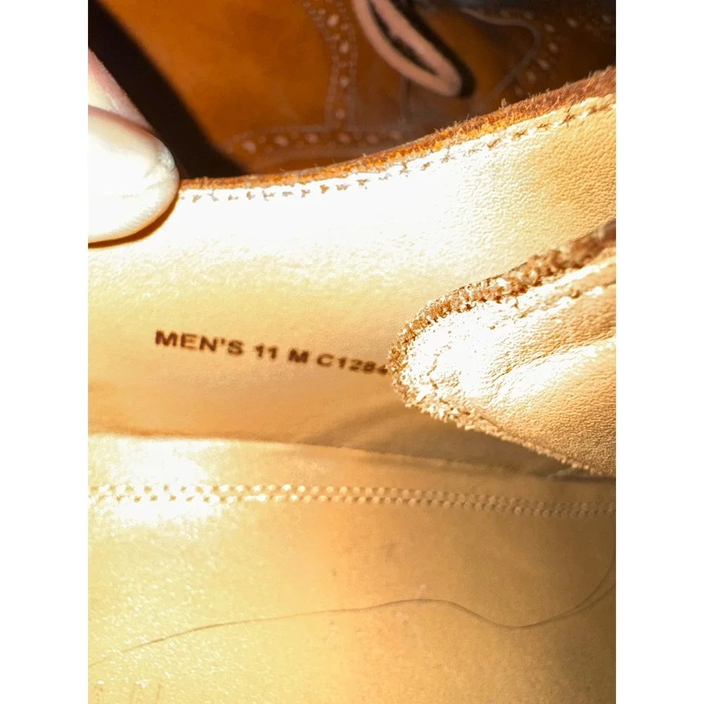 Cole Haan Mens Wingtip Oxford Brogue Shoes Brown Leather Lace Up Dress‎ Size 11